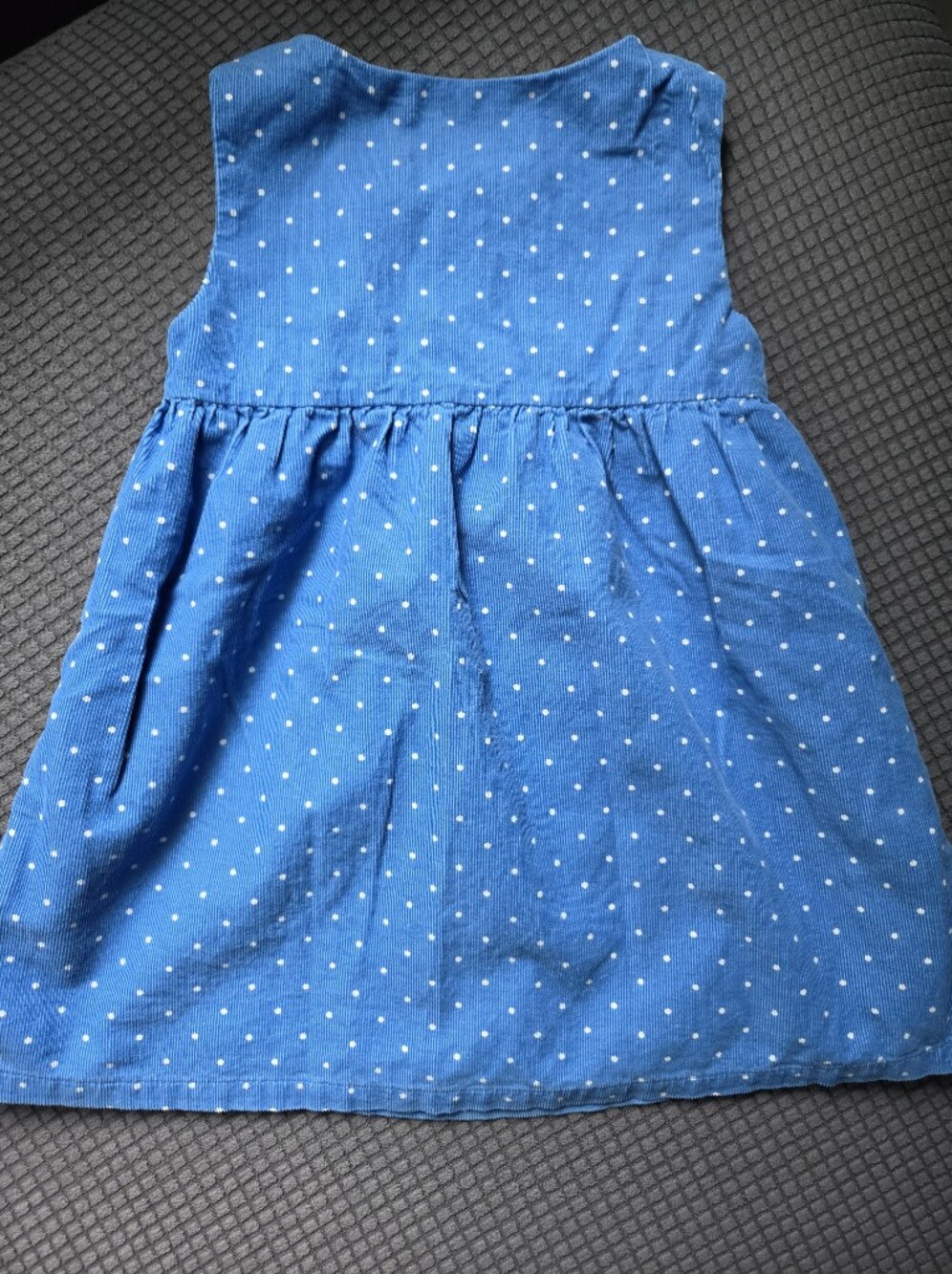 Baby Boden Blue Polka Dot Corduroy Bunny Appliqué Dress 18-24M - Picture 6 of 9